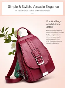 Detailed view of women soft leather backpack featuring elegant buckle and sturdy straps.