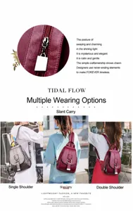 Women soft leather casual backpack multi-functional convertible shoulder bag detail view