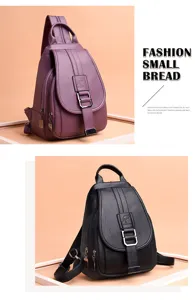 Fashion soft leather backpack women multi-use casual chest bag elegant casual daily travel