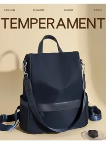 Dames nylon rugzak casual grote capaciteit reistas elegante donkerblauwe stijlvolle tas.