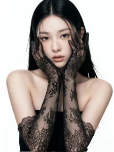 Gants longs en dentelle noire style gothique lolita victorien accessoires de cosplay