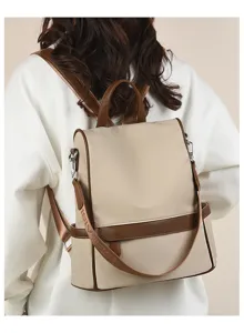 Dames nylon casual rugzak lichtgewicht dagelijkse woon-werkverkeer tas grote beige