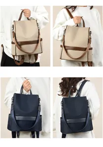 Dames casual nylon rugzak detailweergave, lichtgewicht, grote capaciteit voor dagelijks gebruik.