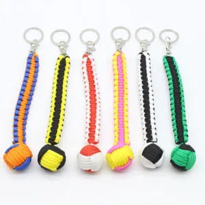 Llavero de paracord puño de mono supervivencia cuerda 7 núcleos anillo metal set.