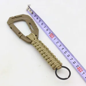 Outdoor tactical paracord keychain carabiner multi-functional backpack hanging rope buckle