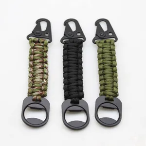 Tactical Parachute Cord Keychain With Eagle Beak Hook And Bottle Opener Braided Nylon Outdoor Mountaineering Backpack Pendant