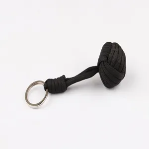 Outdoor paracord keychain heavy duty black monkey fist paracord key ring tactical gear