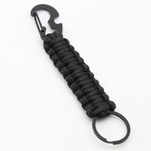 Handmade Paracord Keychain Metal Beetle Buckle Bottle Opener Outdoor Backpack Pendant Woven Seven Core Rope Key Ring