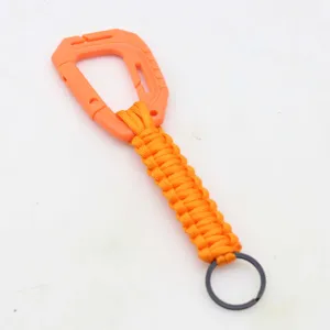 Outdoor Parachute Cord Woven Carabiner Keychain Multifunctional Backpack Pendant Tactical Survival Rope Clip