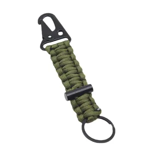Multifunctional Paracord Keychain Climbing Buckle Survival Emergency Key Ring With Flint Magnesium Rod Outdoor EDC Gear