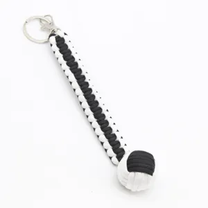 Llavero de mono de paracord negro y blanco herramienta de supervivencia al aire libre t