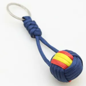Handmade Polyester Paracord Keychain Woven Monkey Fist Ball Key Ring Outdoor EDC Survival Cord Backpack Pendant