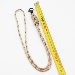 Handmade paracord lanyard with metal hook for ID card keys and phone security strap.