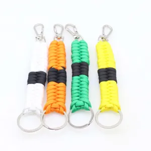 Outdoor sports portable handmade paracord keychain set, colorful woven lanyard key ring.