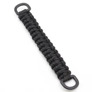 Polyester Paracord Braided Handbag Handle Replacement Strap Outdoor Luggage Backpack Carry Belt With Metal D Rings