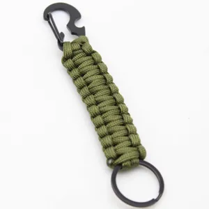 Army Green Paracord Keychain Multitool Bottle Opener Survival Carabiner Ring EDC Gear