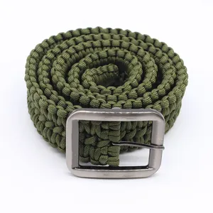Tactical military green paracord belt handmade outdoor survival emergency waist strap