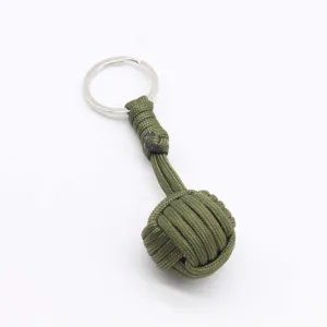 Green paracord keychain handmade monkey fist key ring outdoor survival EDC gear accessory