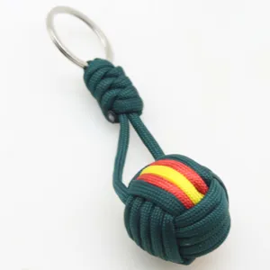 Paracord monkey fist keychain outdoor tactical survival braided cord key ring pendant green