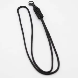 Handmade black paracord lanyard key strap neck holder for work ID card phone accessory