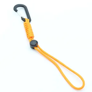 Outdoor tactical paracord keychain carabiner, durable camping backpack hanging strap lanyard.