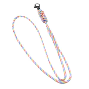 Handmade Colorful Rainbow Paracord Lanyard Neck Strap for Keys Phone ID Badge Holder
