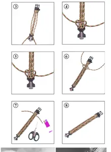 Paracord bracelet weaving tutorial detail image showing step by step DIY guide with buckles.