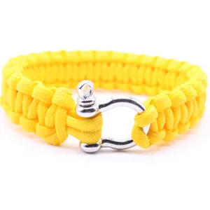 Bracelet en Corde de Parachute de Survie en Plein Air Boucle en Alliage de Zinc Bracelet Tressé Homme Femme Bijoux de Secours