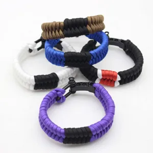 Colorful paracord survival bracelet outdoor sports tactical hand rope adjustable buckle gear