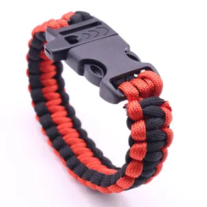 Resistente braccialetto in paracord nero rosso attrezzatura di sopravvivenza corda.