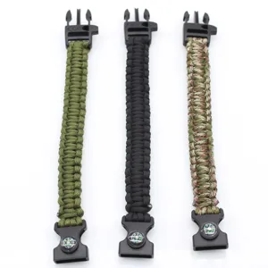 Survival paracord bracelet with compass outdoor emergency multi-functional woven wristband