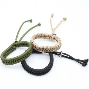 Handmade paracord survival bracelet adjustable woven wristband for outdoor sports daily wear
