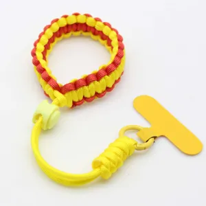 Verstelbare gevlochten polsband voor telefoon, duurzaam paracord koord voor outdoor gebruik.