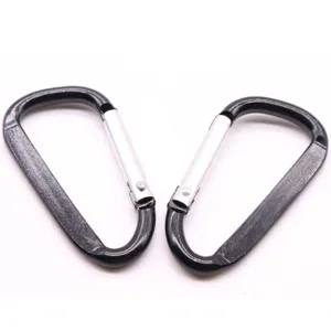 Mousquetons en alliage d'aluminium noirs, crochets de porte-clés de camping légers pour équipement.