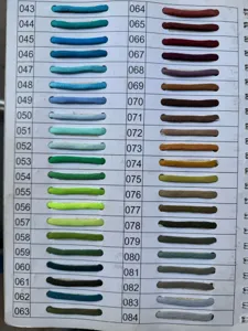 Outdoor paracord color chart showing various braided rope options codes 043 to 084.