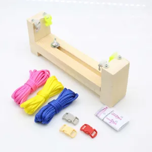 Paracord jig bracelet making kit with wooden base, colorful ropes and plastic buckles DIY