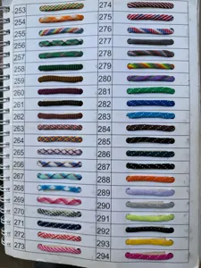 Paracord color sample chart detail showing numbers 253 to 294 for custom outdoor rope selection.