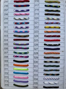 Paracord color chart swatch showing 7-core paracord styles for DIY bracelets and outdoor gear.