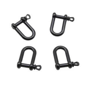 Black metal shackle U-shaped horseshoe buckle for paracord survival bracelet outdoor gear
