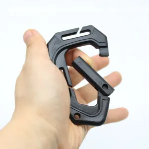 D-ring plastic tactical carabiner outdoor backpack hook heavy duty clip black utility tool