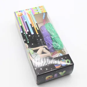 Paracord bracelet DIY weaving tool kit with colorful strings and wooden frame for handmade crafts.