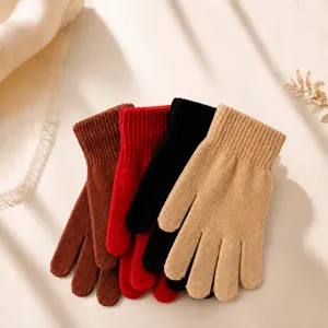 Soft warm knitted gloves for winter men and women elastic cozy thermal hand wear daily