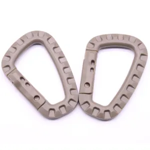 Plastic tactical D-ring carabiner buckle for backpack outdoor hiking gear utility clip.