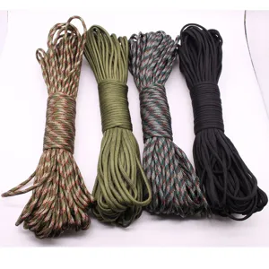 Outdoor survival 7-core paracord bundles in multiple colors, durable DIY crafting rope.