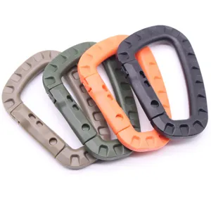 Plastic tactical D-ring carabiner clip for backpack hiking outdoor gear multi-color set