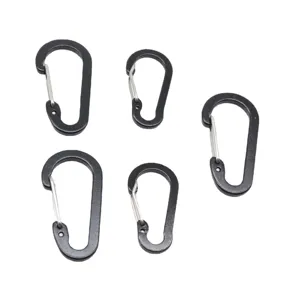 Black Aluminum Carabiner Set Wire Gate Spring Snap Hooks For Outdoor Camping Gear