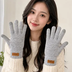 Unisex Winter Warm Touchscreen Gloves Fleece Lined Thickened Knitted Wool Cold Proof Cycling Gloves For Men And Women