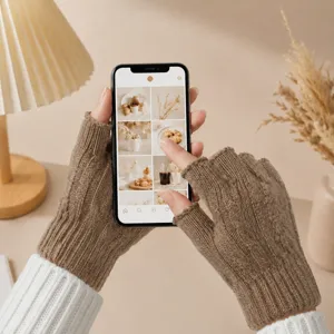 Winter knitted fingerless gloves for women and men, warm half finger design for typing and writing.
