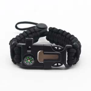 Multi-functional survival paracord bracelet with compass outdoor wristband adjustable main view