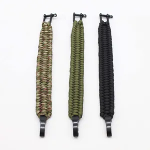 Paracord Überlebensarmband mit verstellbarem U-Schäkel, handgemachte Outdoor Ausrüstung.